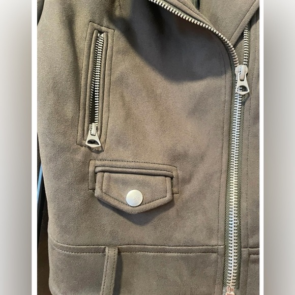 Stylish suedette khaki biker jacket - Picture 6 of 7